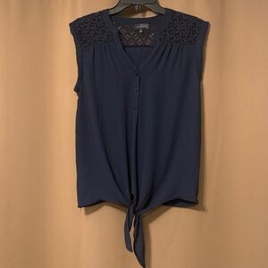 The Limited Navy Lace Detail Blouse